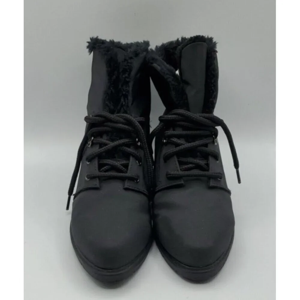 Original Rugged Outback  Womens Ankle Boots Black Waterproof 7.5 Sherpa Grunge